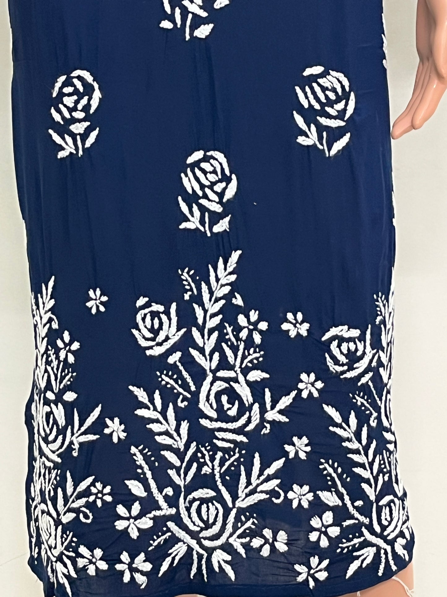 Modal Daman Long Chikankari Women's Kurta - Navi Blue
