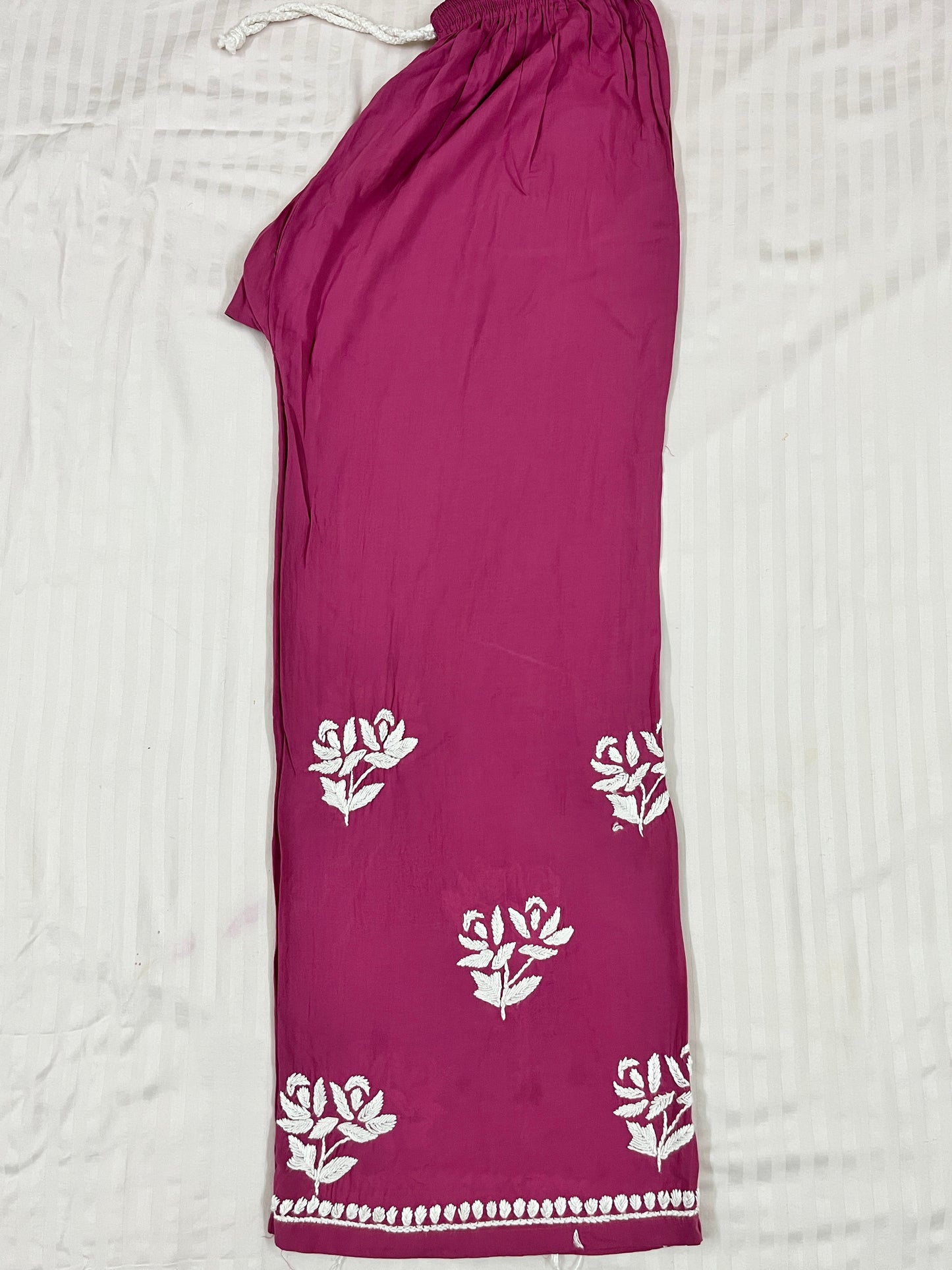 Modal Chikankari Solid Women's 2PC Long Kurta Set- Pink