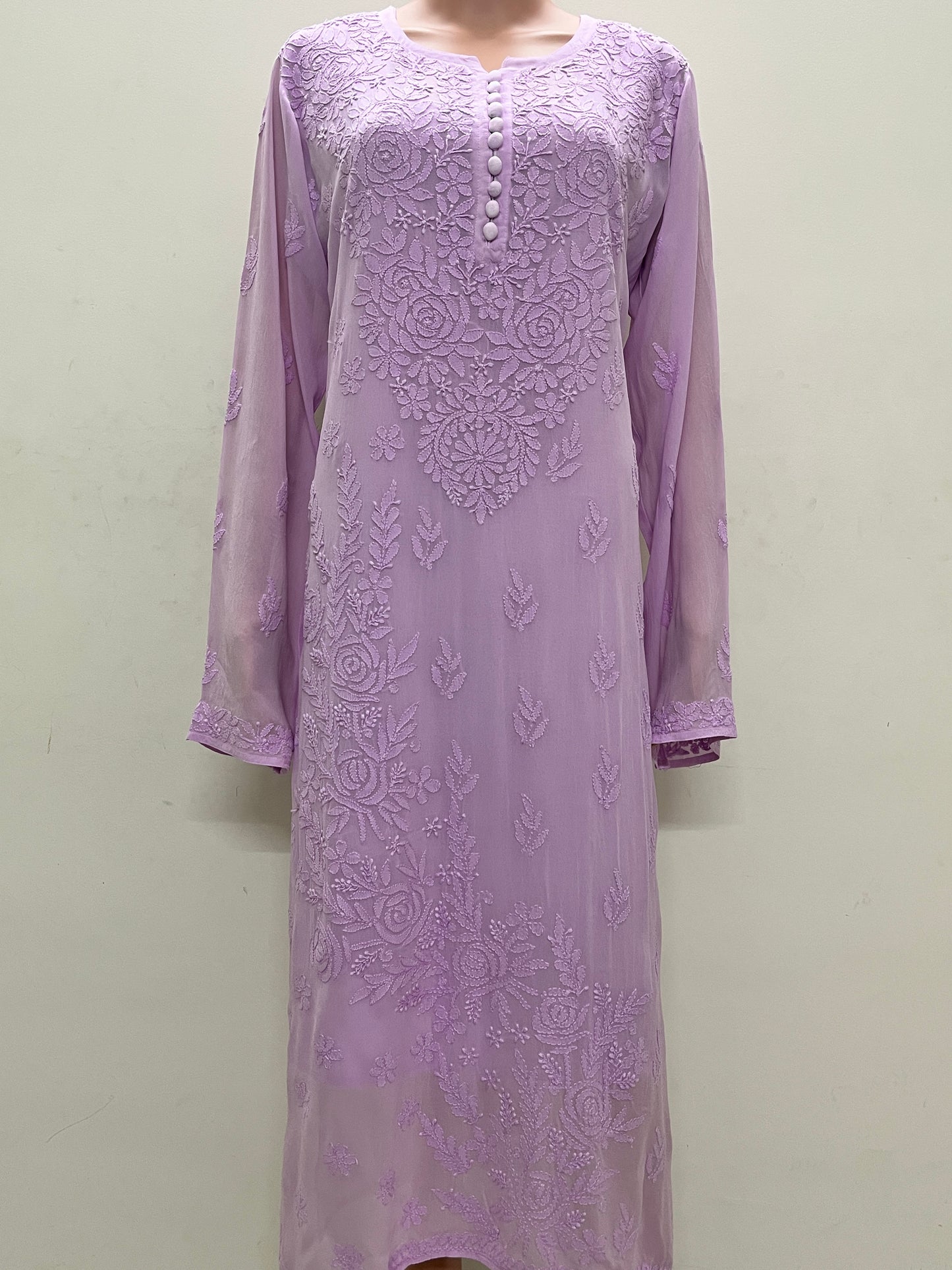 Viscose Chikankari Solid Women's Long Kurta with Inner - Purple