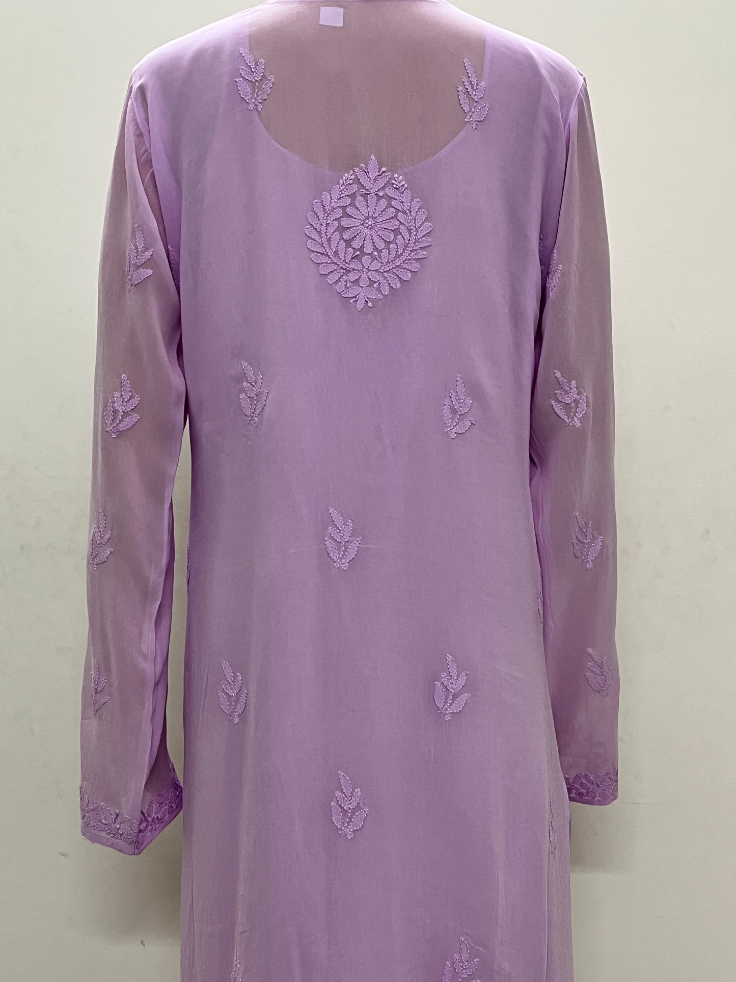 Viscose Chikankari Solid Women's Long Kurta with Inner - Purple