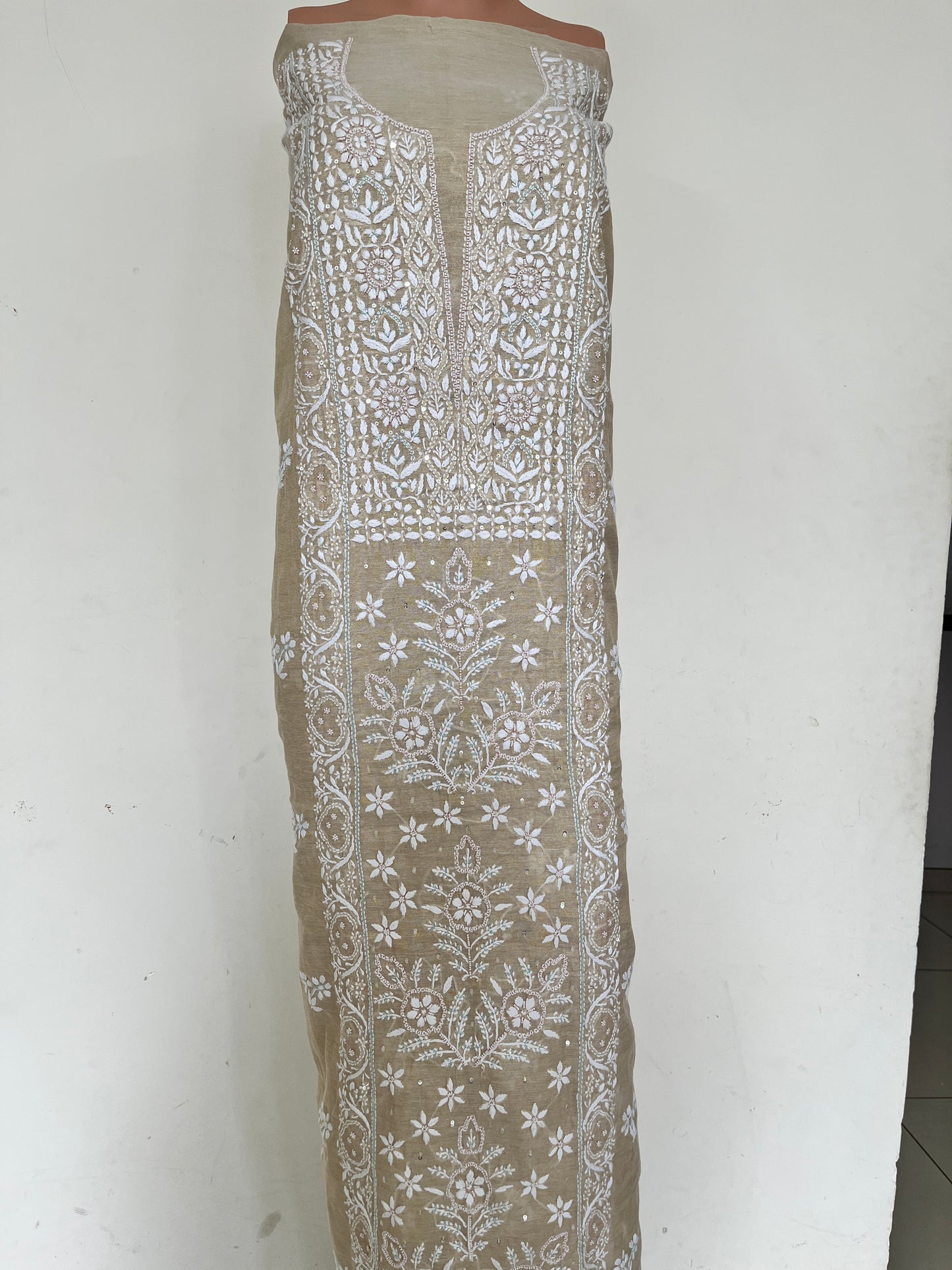 Mal Chanderi Heavy Chikankari Dress Material 2PC