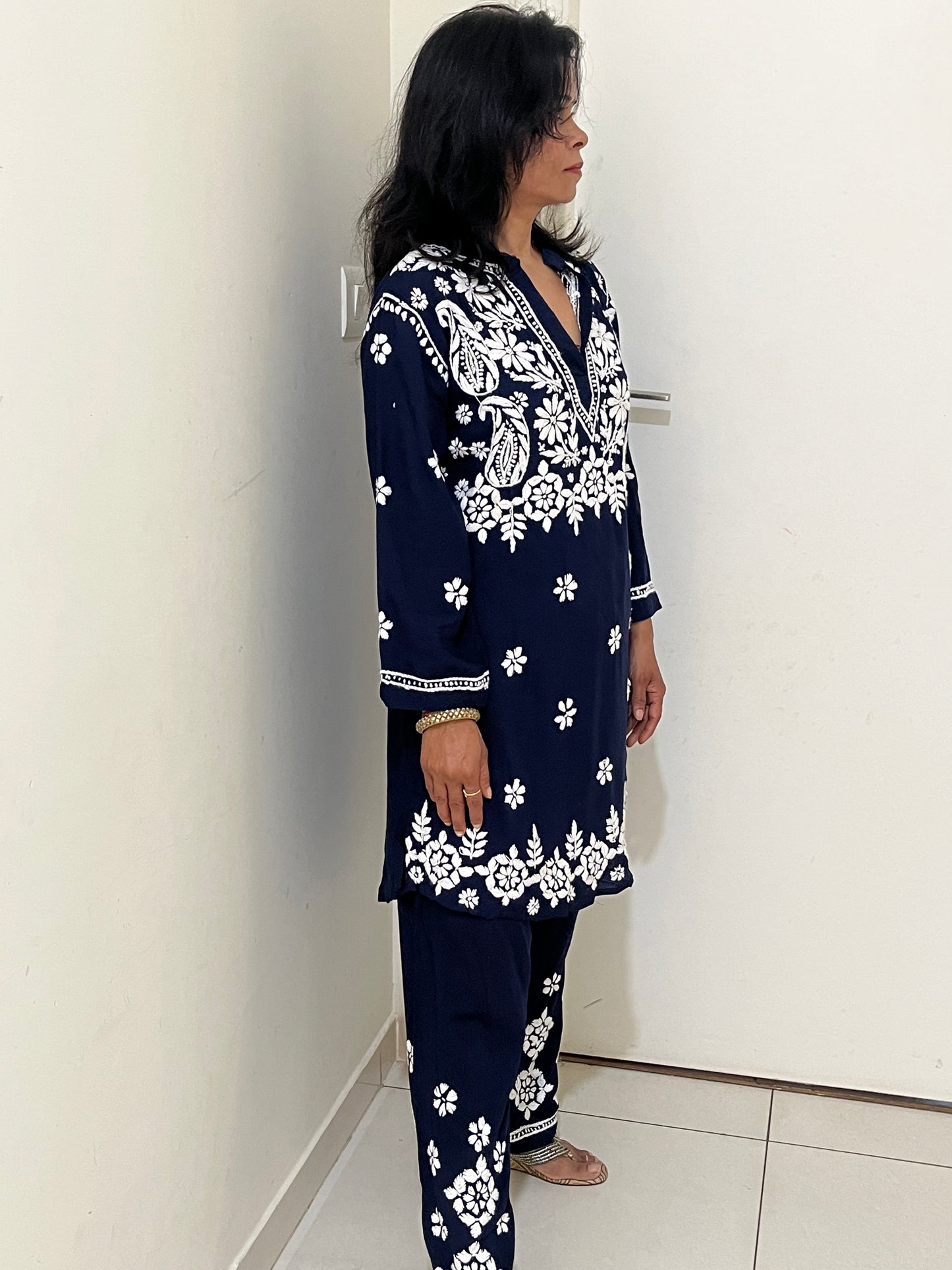 Modal 3D Chikankari Co-ord Set - Black