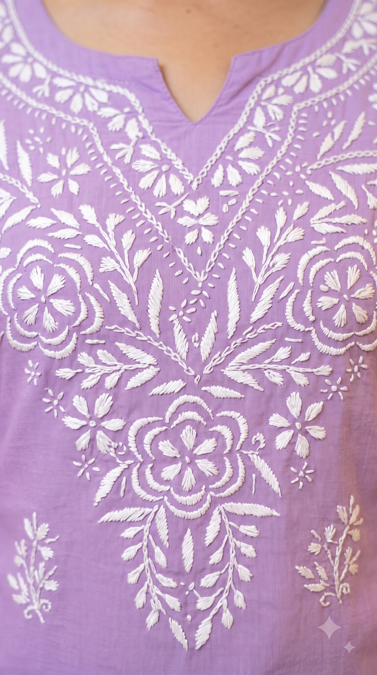 Rayon Chikankari Women's Short Kurta - Lavendor