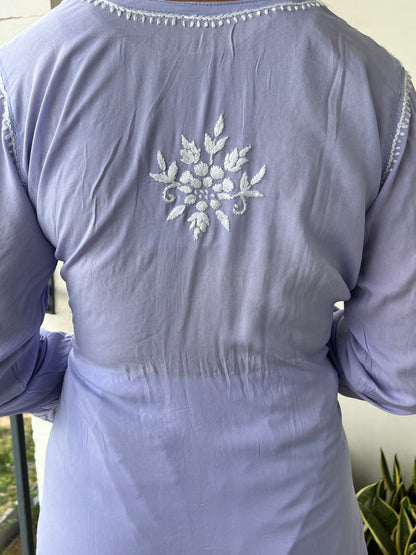 Modal Chikankari Women's  Long Kurta - Lavender