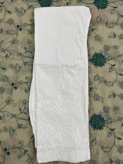 Cotton Chikankari Women's Straight Pant - White