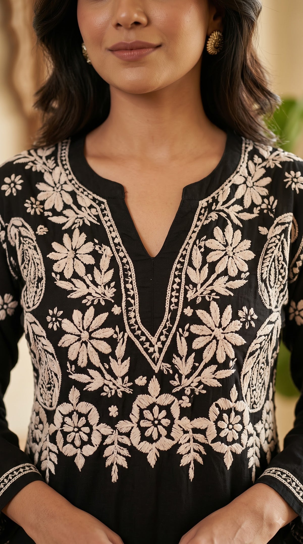 Modal 3D Chikankari Co-ord Set - Black