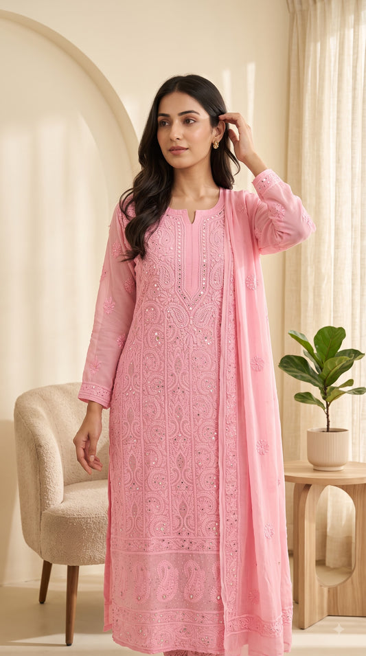 Viscose 2PC Heavy Chikankari Dress Material
